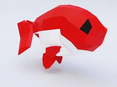 Ranchu goldfish low poly 3d model  Low-poly 3D model