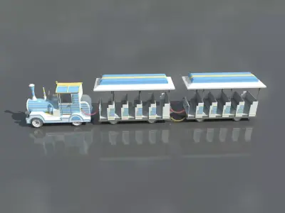 Retro Tourist Sightseeing Trackless Train - MAX OBJ FBX Low-poly 3D model