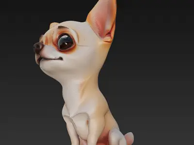 Chihuahua Puppy Dog Realistic 3D Model - Low Poly Realistic Low-poly 3D model