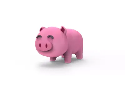 Pig - cartoon style Low-poly 3D model