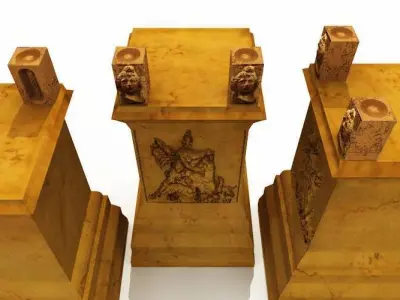 Mithraeum Votive Altar Low-poly 3D model