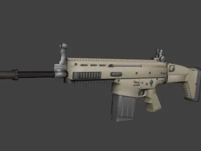 FN-Scar assault rifle Low-poly 3D model