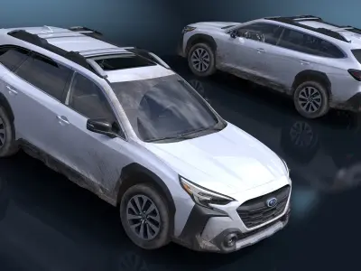 White Subaru Outback 2025 Dirty 3D model