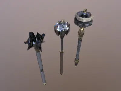 Sceptre pack PBR Free low-poly 3D model