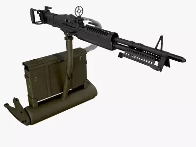 Machine Gun M-60D With Helicopter Mount Low-poly 3D model