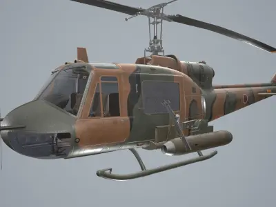 Bell UH-1B JGSDF 2 Complex Animation Low-poly 3D model