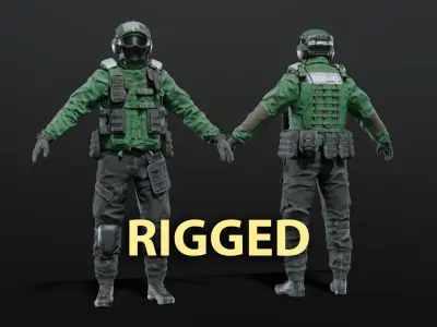 SOLDIER Flight Deck Crew Rigged 3D model