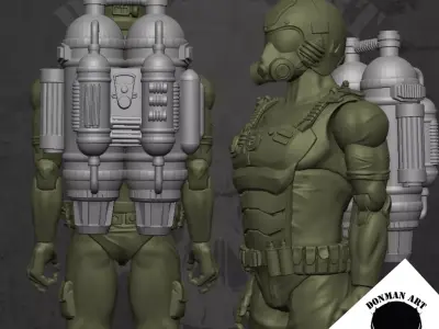 Flame Bagpack for Action Figures 3D print model