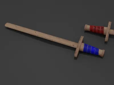 Wooden Sword Low-poly 3D model