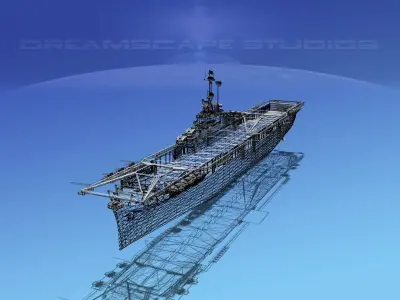 Essex Class Aircraft Carrier CV-11 USS Interpid 3D model