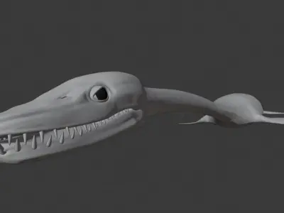 PLESIOSAURIO dinosaur swimming in ocean Low-poly 3D model