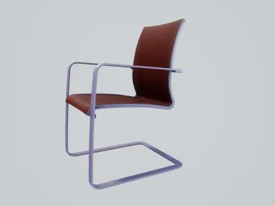 Modern chair deep red wool - lavender painted wood Low-poly 3D model
