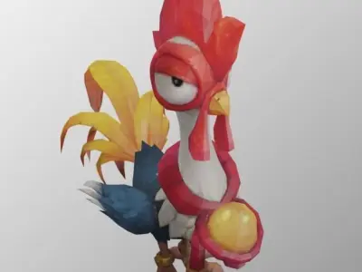chicken low-poly 3D model rooster from game super mario bros Low-poly 3D model