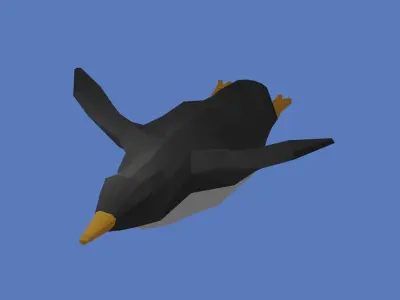 Penguin flying Free low-poly 3D model