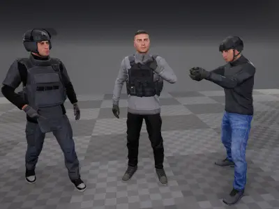 Modular Urban Soldier Low-poly 3D model