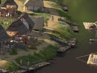 ancient village fishing village 3D model