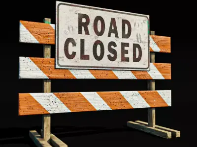 Road closed sign low poly Free low-poly 3D model