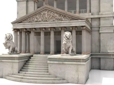 Modular Classical Building with Interiors Architecture PBR 3D model