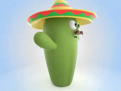 Cactus With Hat 3D model