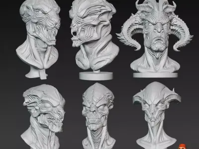 Xenoforms Galactic Evolution Busts 3D print model