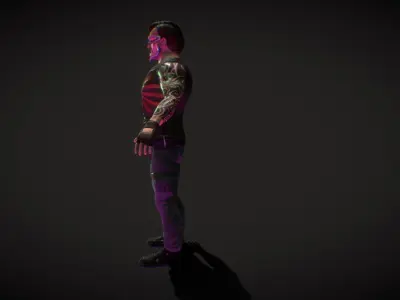 Neo Noir - Hanzo - Punk Futuristic Character Low-poly 3D model