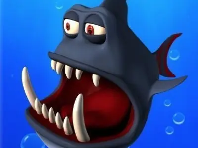 Angry Toon Fish Low-poly 3D model