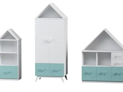 Furniture set toy house with drawers 3D model