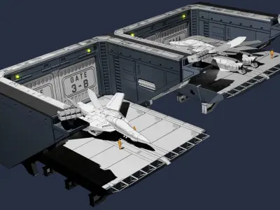 Set2 - Macross SDF-1 Prometheus Double Hangar elevator 3D print model