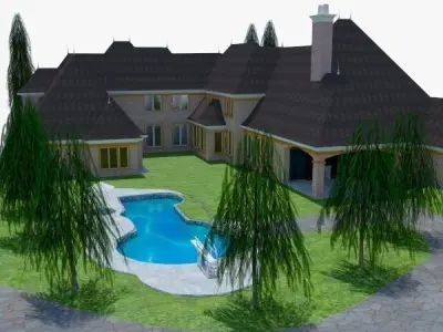 Victorian Mansion LXI Low-poly 3D model