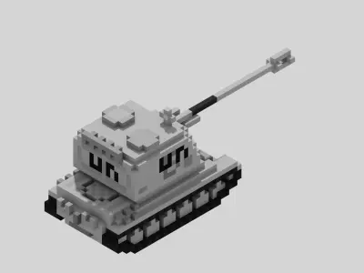 AMX AuF1 Tank Voxel UN Version Low-poly 3D model