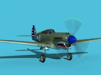 Curtiss P-40B Tomahawk V07 China Flying Tigers 3D model