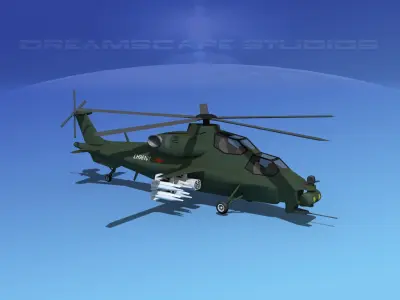WZ-10 Attack Helicopter  Low-poly 3D model