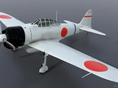 A6M2 Type0 Model11 Serial 3-112 - Not rigged Low-poly 3D model