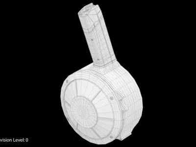 9mm Round Drum Magazine Low-poly 3D model