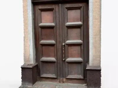 Photorealistic 3D scan of Old Wooden Door Low-poly 3D model