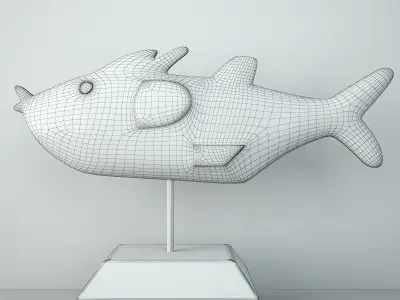 Mali Wood Bozo Fish Puppet 3 3D model