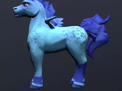 Stylized Cartoon Horse Low-poly 3D model Low-poly 3D model