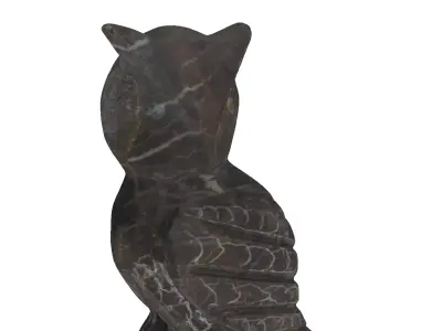Dark marble statue of a owl 3D model
