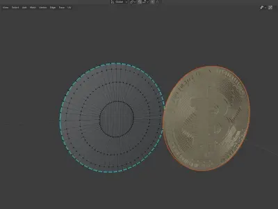 Bitcoin two gold bitcoins on table Low-poly 3D model