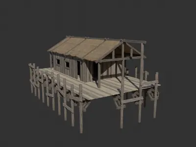 HARBOUR PORT MEDIEVAL HARBOR DOCKS FISHERMAN PIER COLLECTION Low-poly 3D model