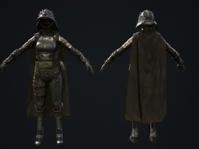 Female set 1 character Low-poly 3D model