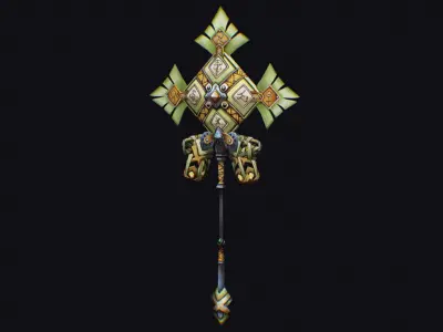 Magical Staff Magic Stick Fantasy Wand Axe Props Item Low-poly 3D model