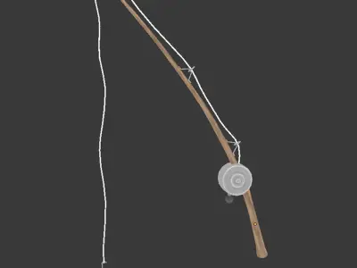 cartoon fishingpole Low-poly 3D model