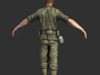WWII soldier Low-poly 3D model