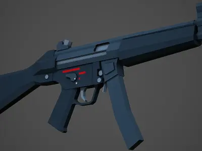Stylized Mp5A2 SMG Low Poly Mobile Ready Low-poly 3D model