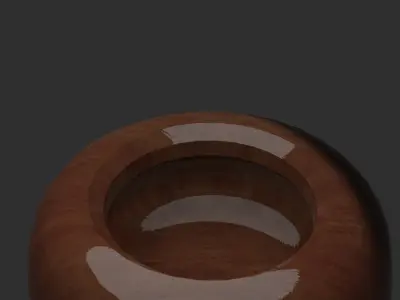 Bowl in ancient style dark wood material  Low-poly 3D model