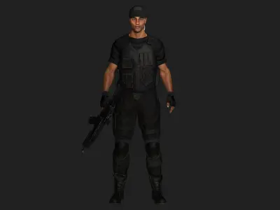 AAA 3D REALISTIC AFRICAN MALE CHARACTER-ARMY MILITARY ACTION WAR Low-poly 3D model