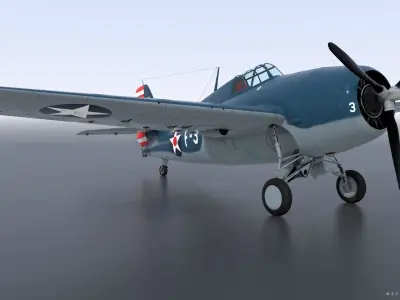 F4F-3 WILDCAT F3 -Butch- Low-poly 3D model