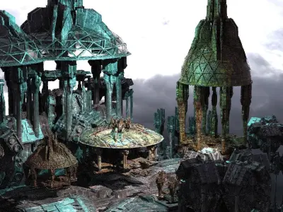 Occult Elven Sci fi Towers Kit bash 3D model