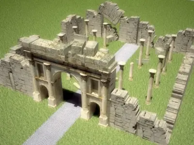 Ruins 2 medieval castle in minecraft 3D model